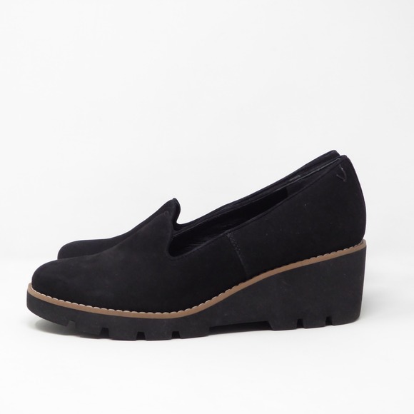 Vionic Willa Wedge Black Suede Loafer Shoes Womens Size 7 Orthotic Slip On - Picture 4 of 8